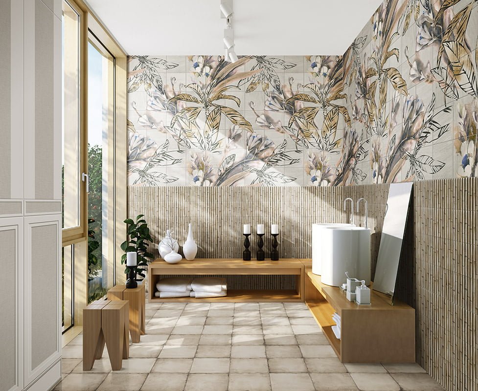 Bamboo_White_15x30_Mural_Bottega_Bianco_20x20_Foto Πλακάκια Τοίχου