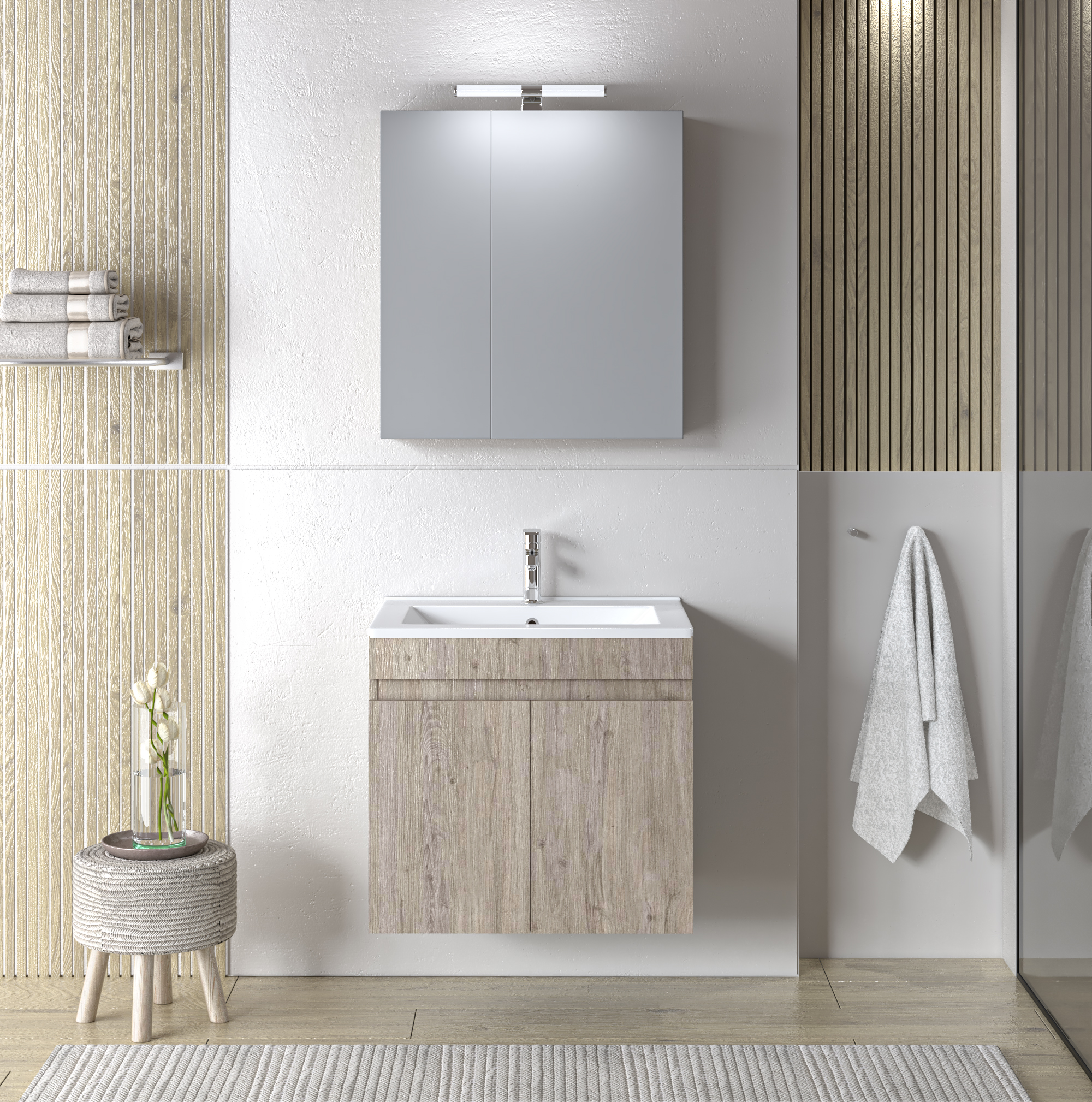 OMEGA BEIGE OAK 65 Omega Beige Oak 60 Έπιπλο Μπάνιου