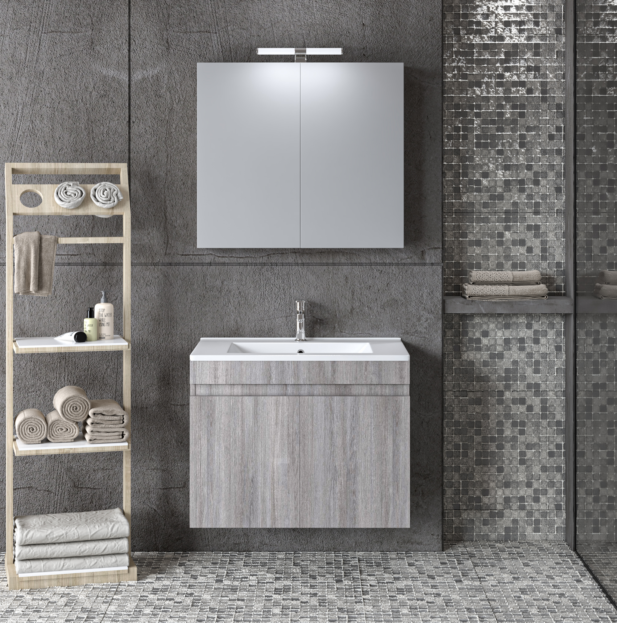 OMEGA GREY OAK 75 Omega Grey Oak 75 Έπιπλο Μπάνιου